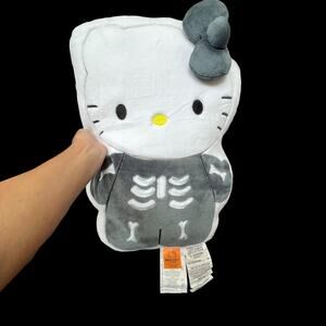 Hello Kitty Skeleton Pillow Halloween Large Plush White Gray Soft New w/ Tags
